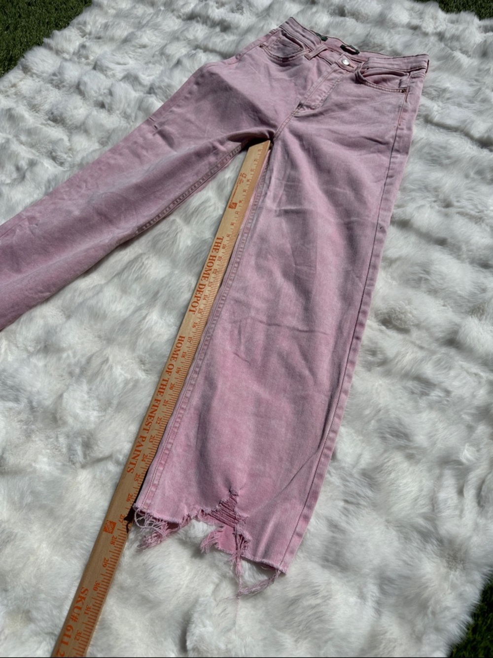 wild fable Light Pink Highest Rise straight Women's Jeans size 2 distressed crop - Picture 9 of 11